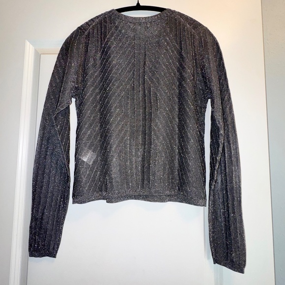 Banana Republic METALLIC RIBBED Thin SWEATER TOP Sparkle holiday L New - Picture 9 of 10